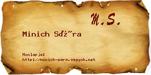 Minich Sára névjegykártya